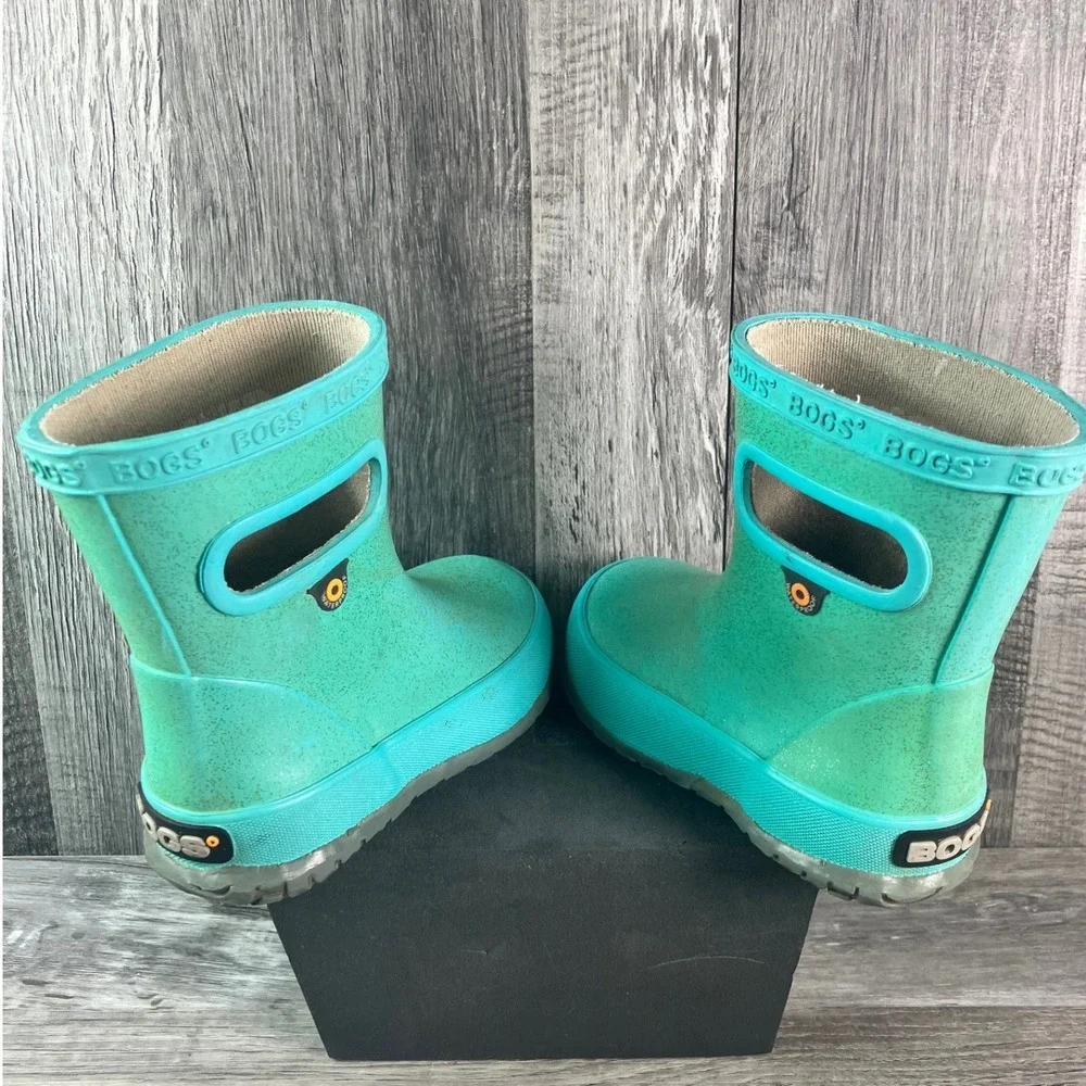 Bogs Skipper Glitter Rain Boots Turquoise Teal Waterproof Toddler Size 5 72418I